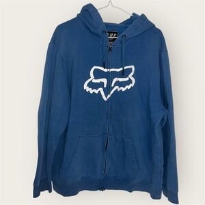 Fox Racing Full-Zip Hoodie Blue & White - Size XL